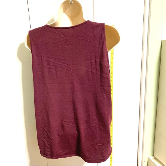 ANN TAYLOR LOFT Burgundy Floral Lace Front Lined Sleeveless Tank Top Size Medium - Picture 9 of 11